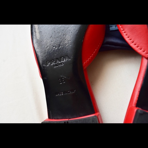 ❤️1DAY SALE❤️ PRADA Red Pointed-toe Bow MULES - Picture 8 of 8